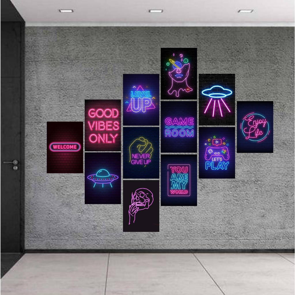 Jual Poster Dinding Kamar Neon Aesthetic Isi16 Pcs Ukuran A4 A5 A6