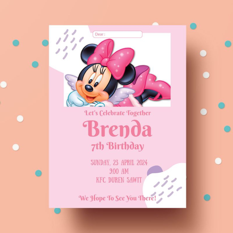 Jual Kartu Undangan Ulang Tahun Anak Tema Mickey dan Minnie Mouse ...