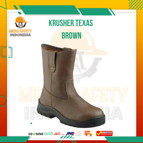 Jual Sepatu Safety Shoes Krushers Texas Brown Cokelat Shopee Indonesia