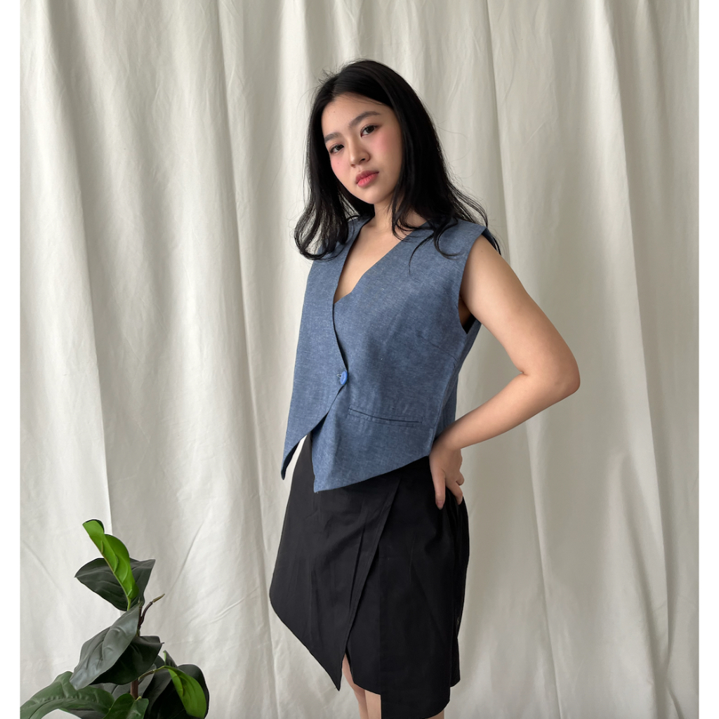 Jual TITAN Vest l Denim Vest Atasan Wanita Crop l Rompi Sleeveless Top ...
