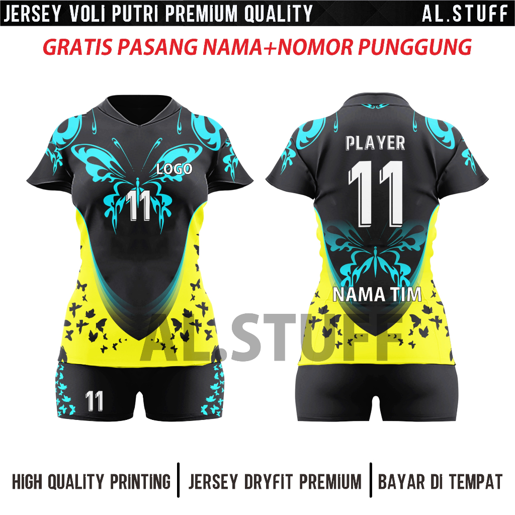 Jual Jersey Voli Putri Premium Terbaru Full Printing Gratis pasang nama