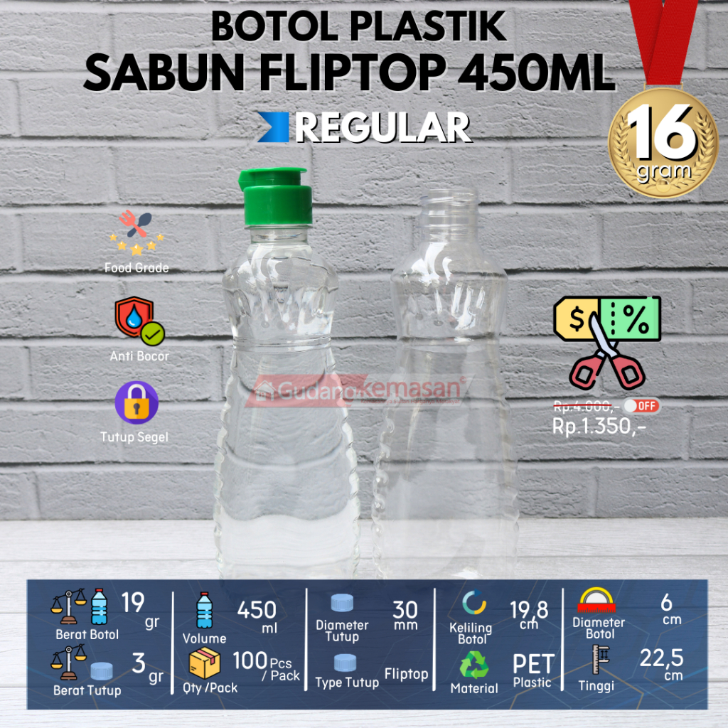 Jual Botol plastik PET 450ml sabun sunlight cuci piring handsanitizer ...