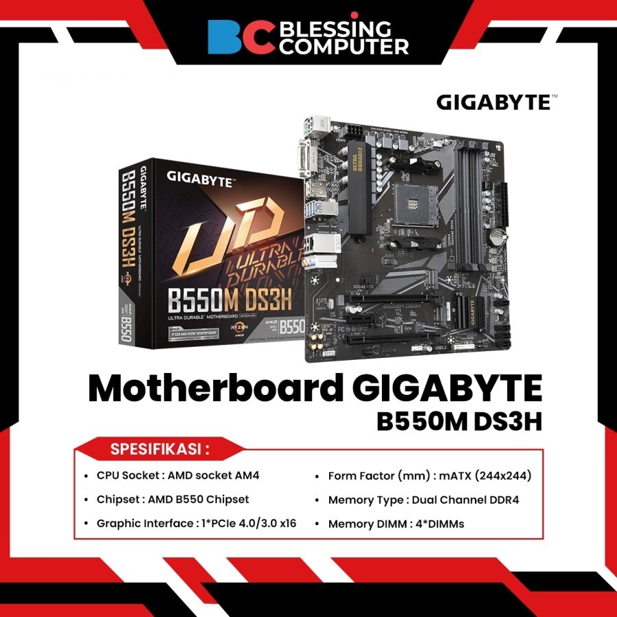 Jual Motherboard GIGABYTE B550M DS3H Shopee Indonesia