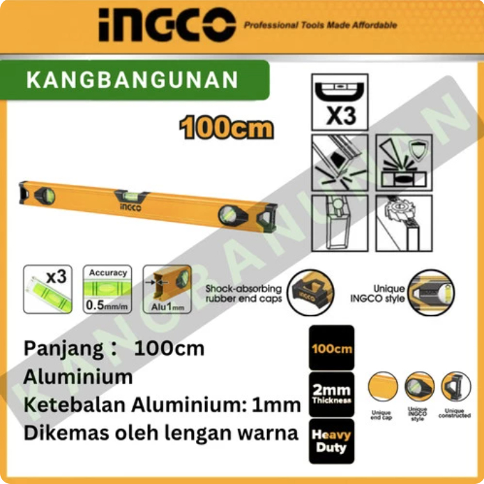 Jual Waterpass Aluminium 100cm Spirit Level Waterpas Ingco Hsl18100 Dimensi Shopee Indonesia