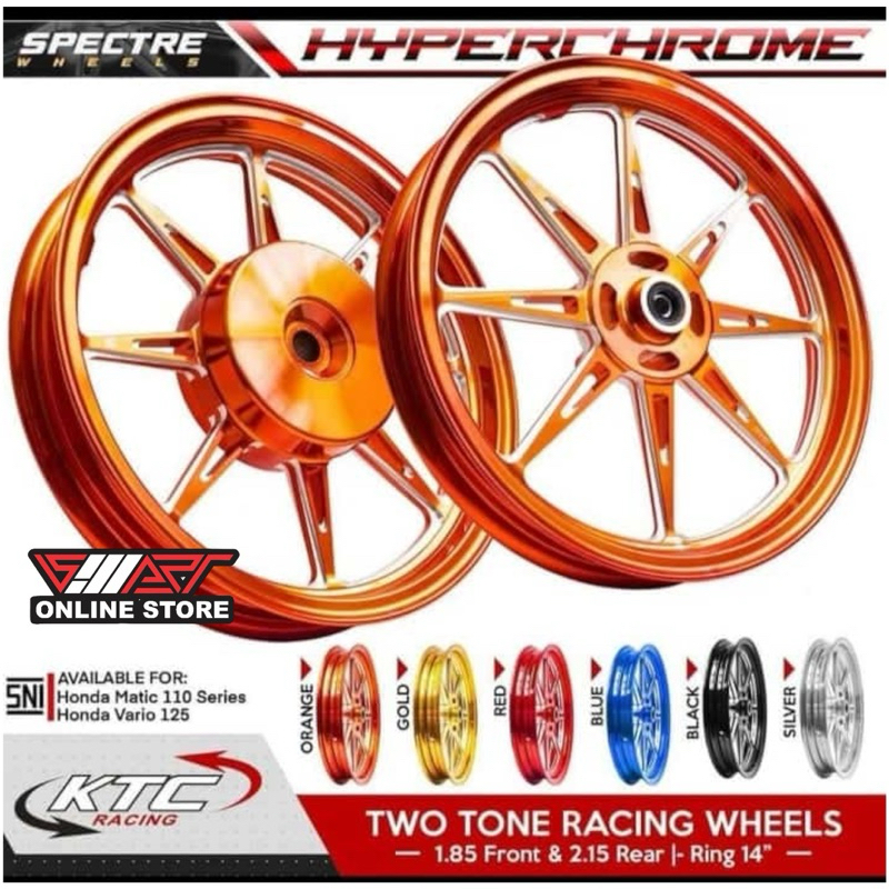 PCX (JK05/KF47) VERG KTC RACING オレンジ色 Jual VELG KTC RACING SPECTRE HYPERCHROME 185/215X14 VARIO 125