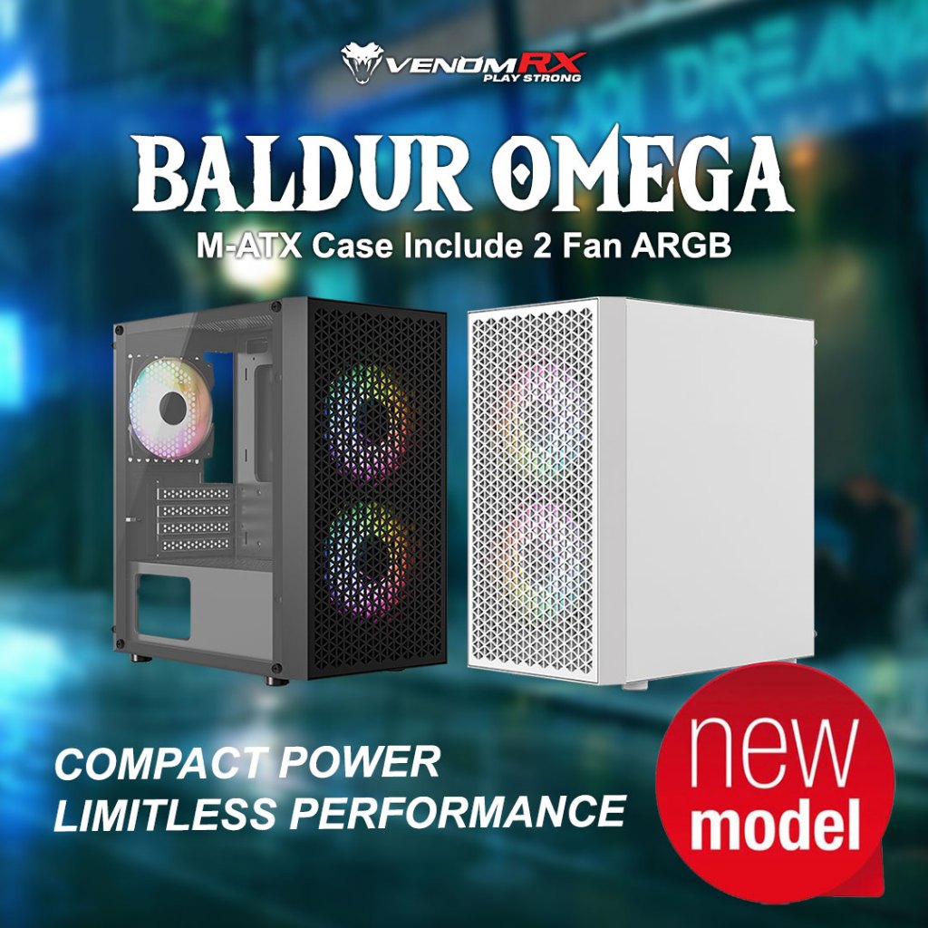 Jual Casing VenomRX BALDUR OMEGA Black/White - mATX, Tempered Glass, 2x ...