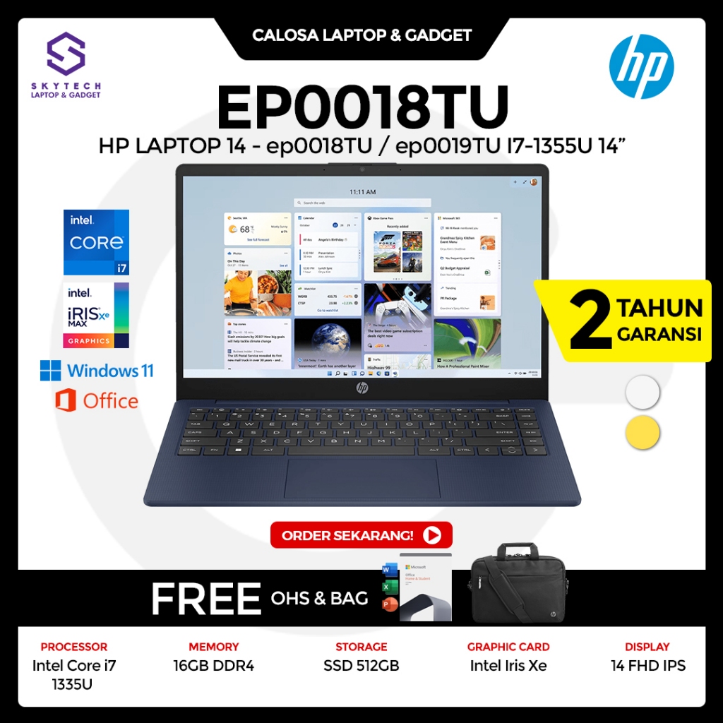 Jual HP 14 Ep0018TU Intel Core I7 1355U RAM 16GB SSD 512GB 14" Full HD ...