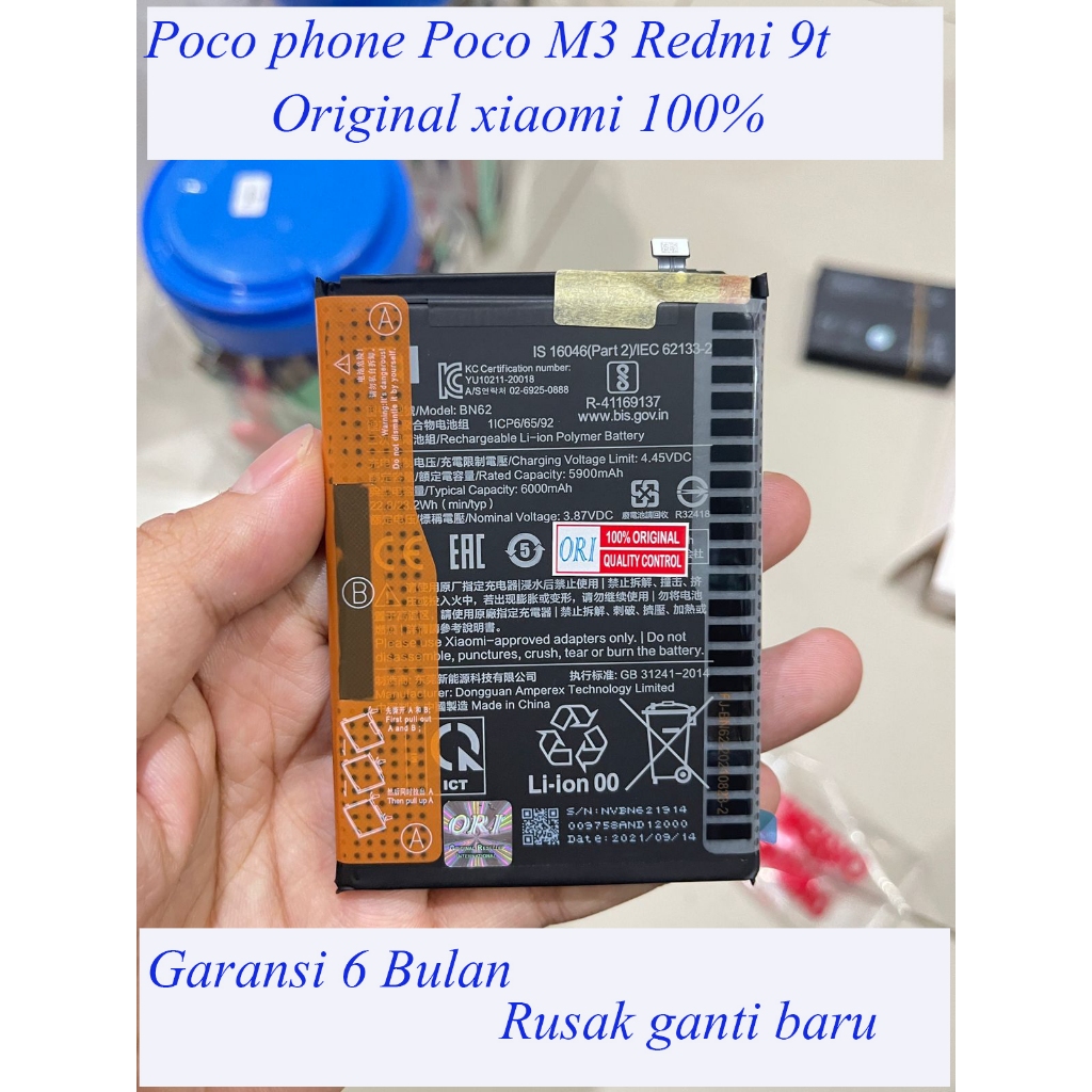 Jual Baterai Battery Xiaomi Poco M3 Redmi 9t Bn62 Original100 Shopee Indonesia 2936