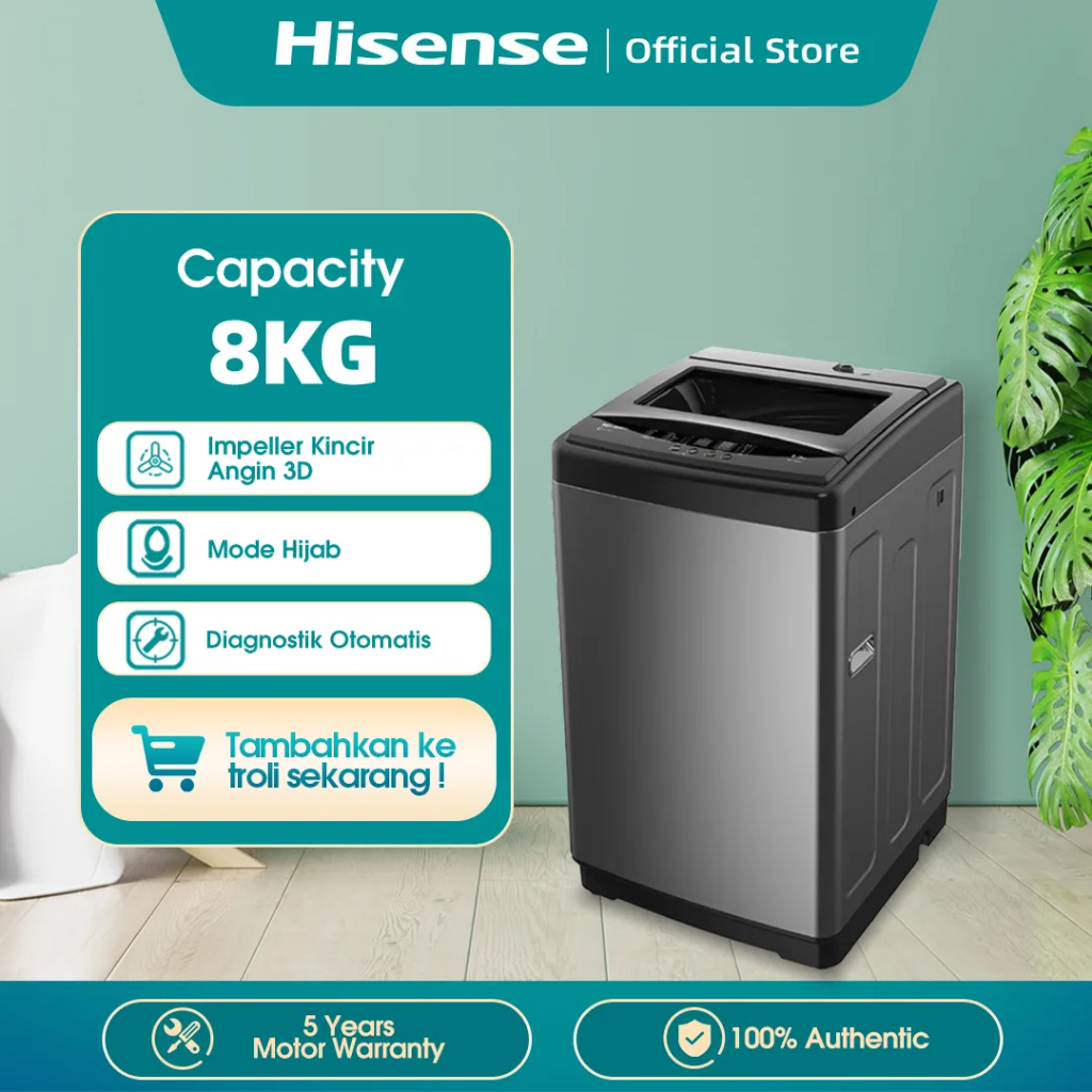 Jual MESIN CUCI 1 TABUNG HISENSE WTAG 805 T TOP LOADING 8 KG WTAG805T