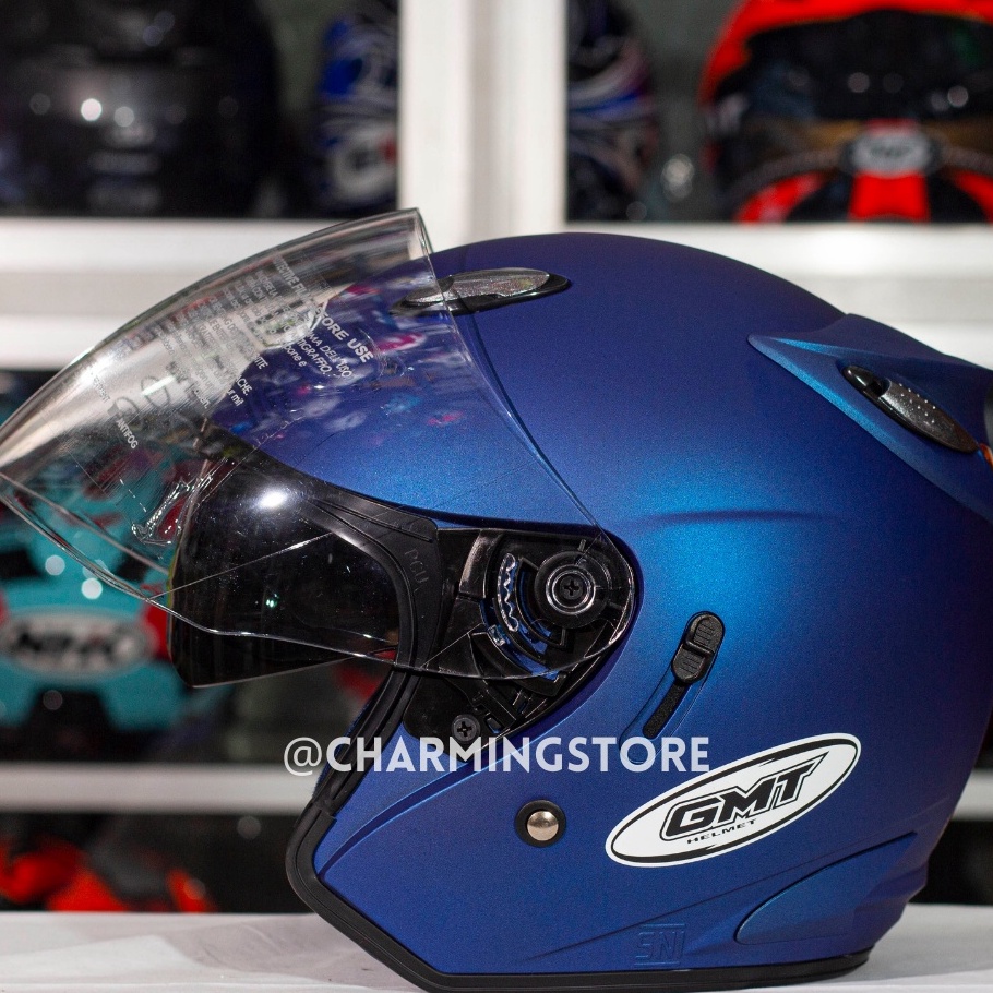 Jual MODEL PMY663 Helm Half Face GMT Original Double Visor Motor SNI