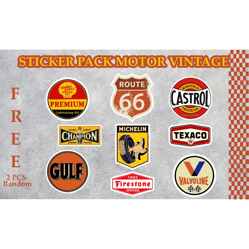 Jual STICKER PACK MOTOR VINTAGE | STICKER GULF CHAMPION FIRESTONE ...
