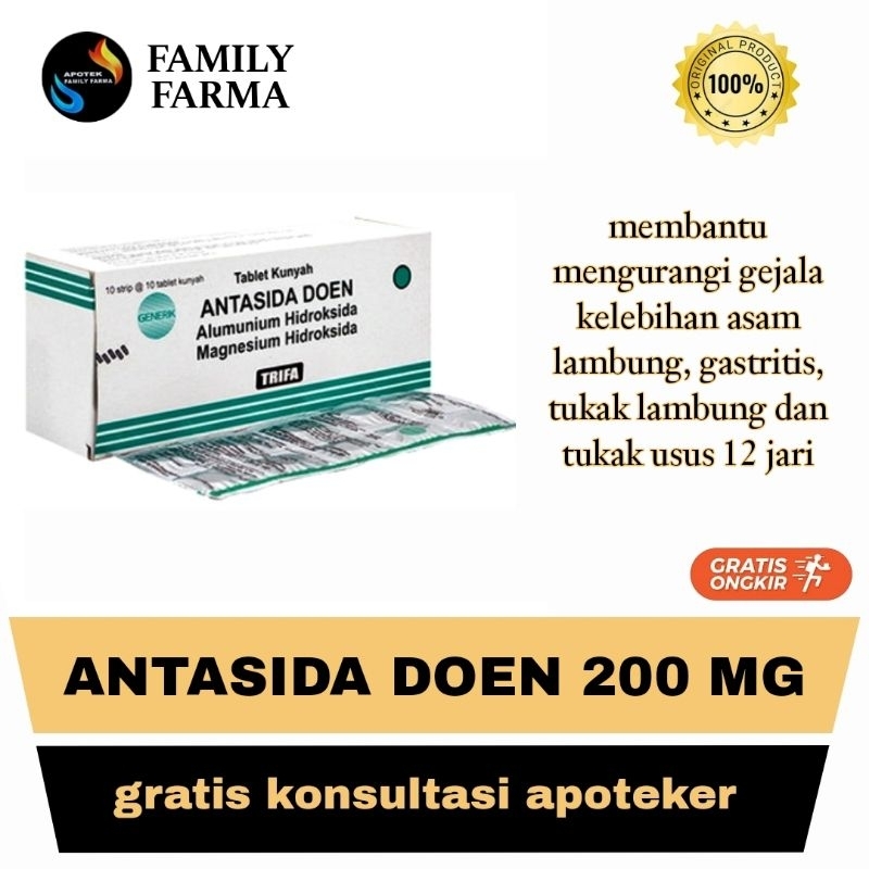 Jual Antasida Doen 200 Mg 10 Tablet - Obat Maag Asam Lambung, Nyeri Ulu ...