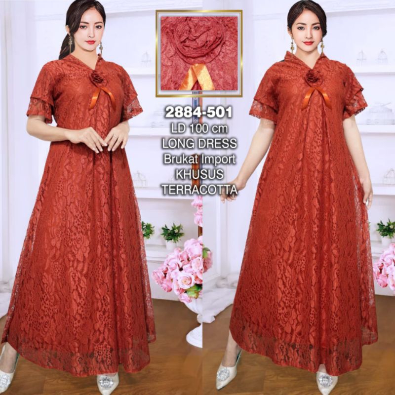 Jual LONGDRESS WANITA/DRESS BRUKAT PESTA WANITA | Shopee Indonesia