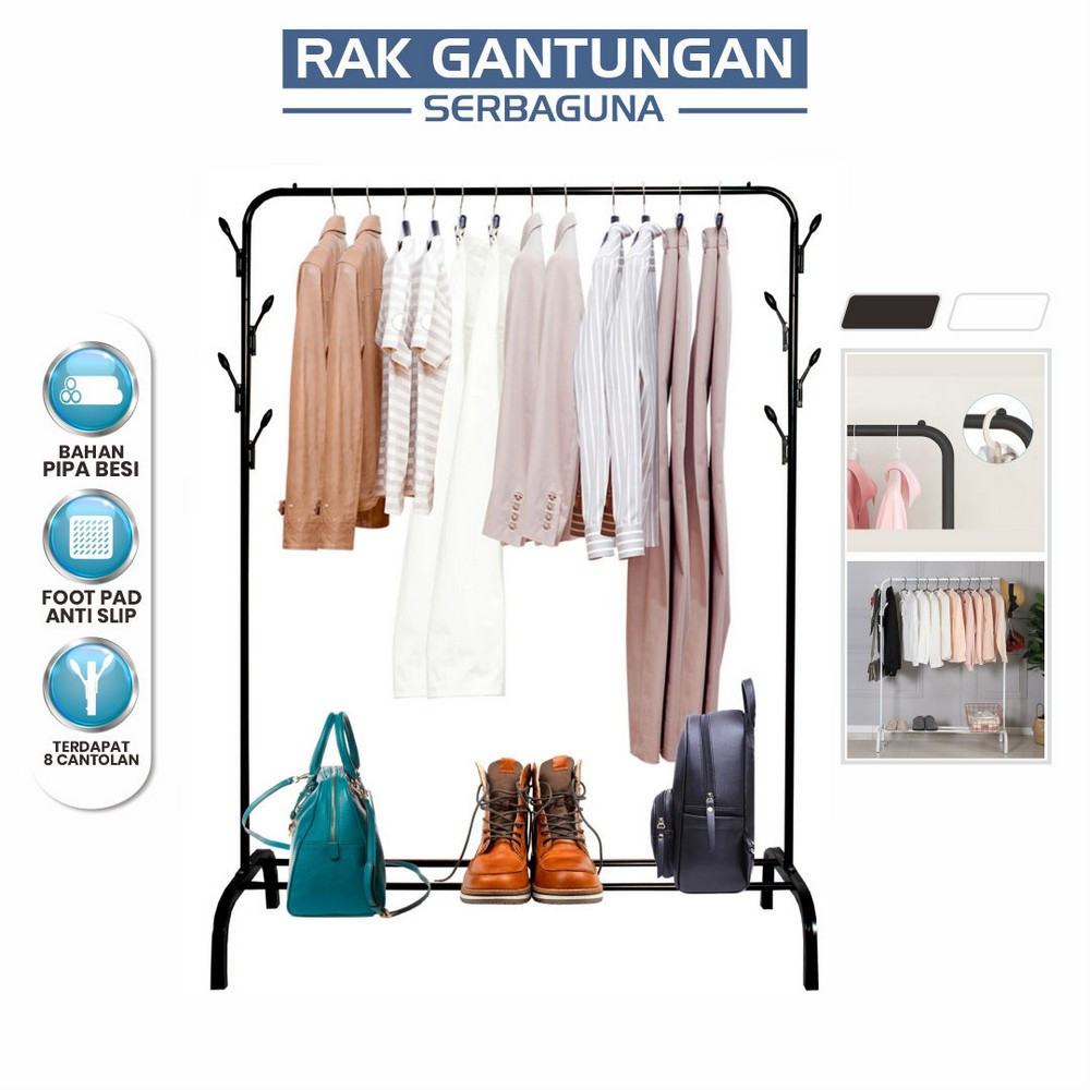 Jual Satu Keluarga Stand Hanger Gantungan Baju Rak Besi Portable C980 ...