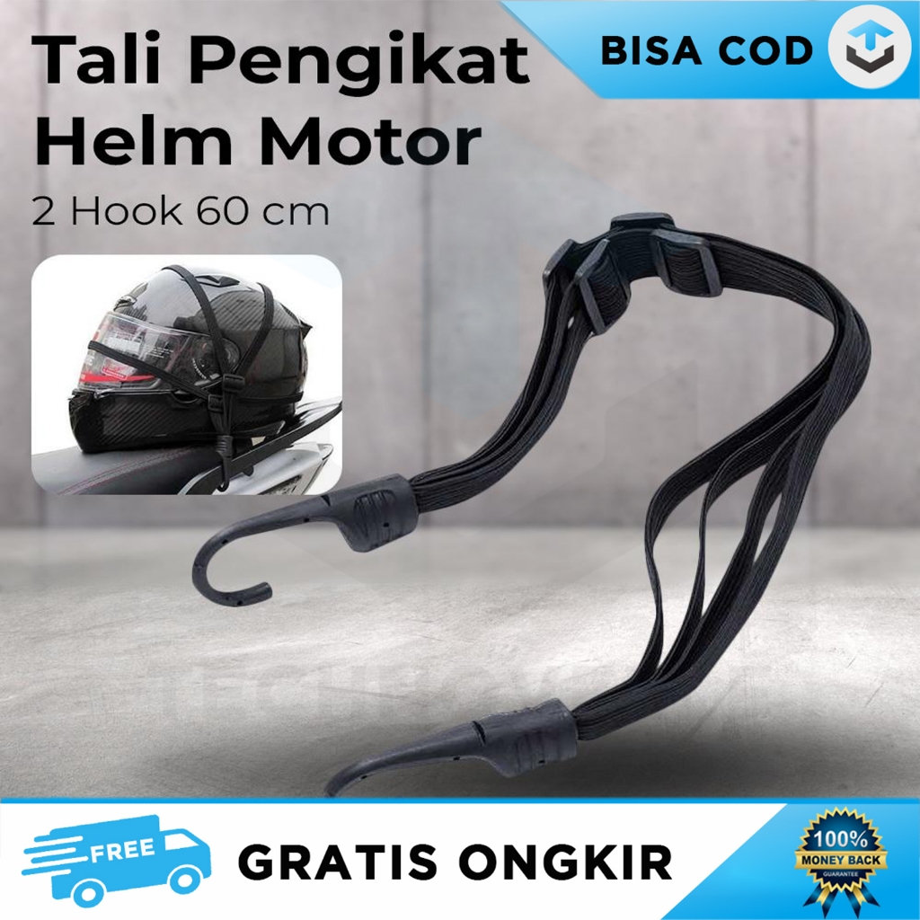 JARING PENGIKAT HELM BARANG JOK MOTOR  2 HOOK TALI KHUSUS OJOL 60 CM