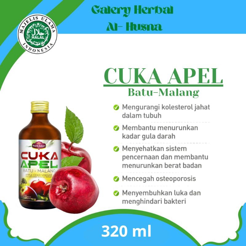 Jual Cuka Apel Natural Apple Cider Vinegar Royal Sultan batu malang 320 ...