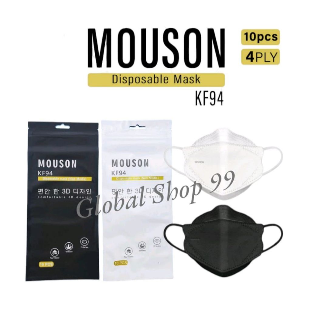 Jual Masker KF94 4ply Mouson isi 10pcs Original Hitam Putih Abu KF 94 Surgical Mask Shopee