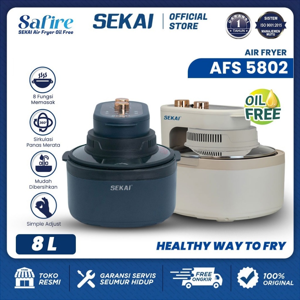 Jual SEKAI Air Fryer Jumbo 8 Liter AFS 5802 Shopee Indonesia