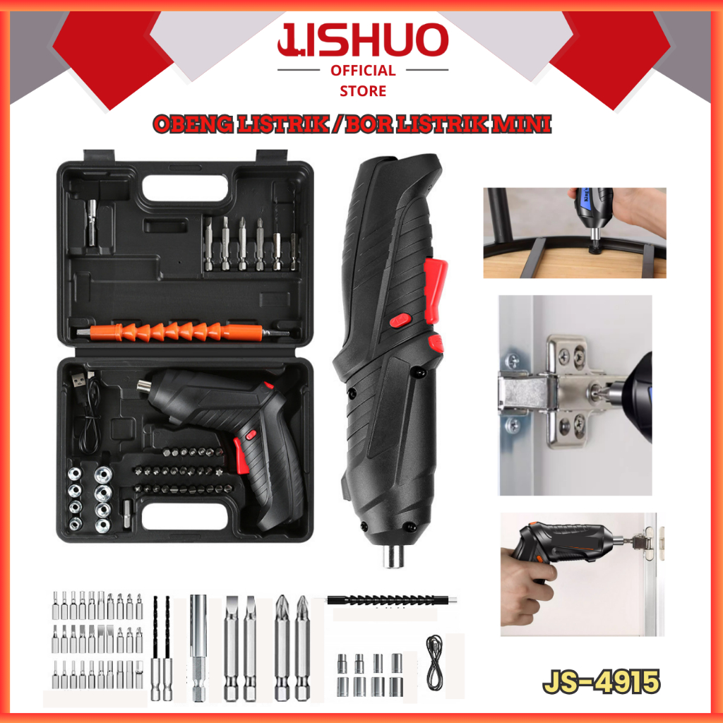 Jual JISHUO BOR OBENG CORDLESS SCREWDRIVER FULL SET JS-4915 | Shopee ...