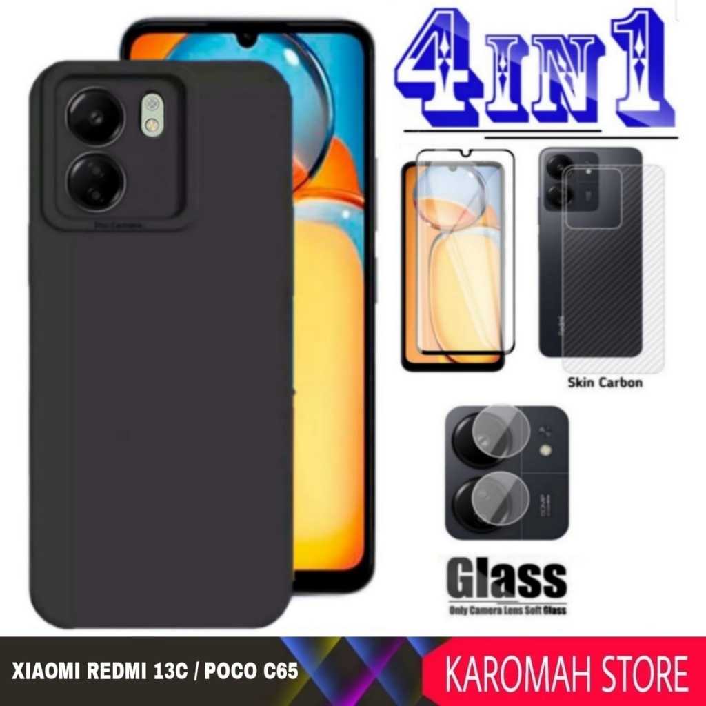 Jual Paket 4in1 Soft Case Pro Camera Black Color Xiaomi Redmi 13c 4g Poco C65 2023 Softcase 1307