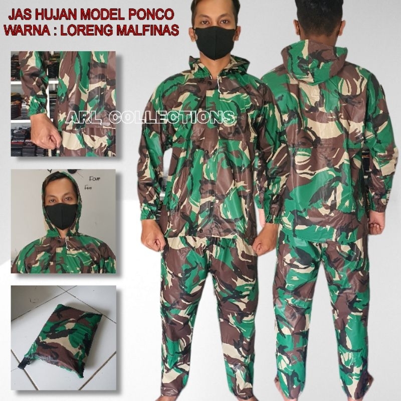 Jual setelan jas hujan loreng malpinas tni rincoat - mantel ringkut ...