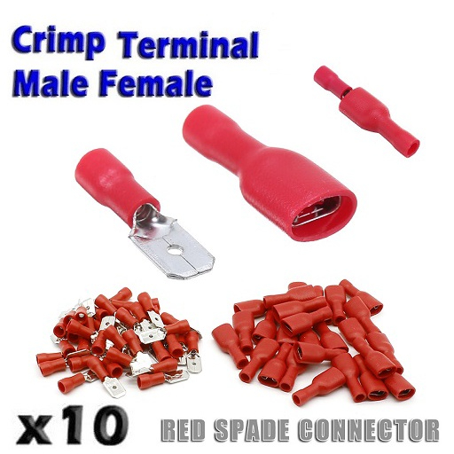 Jual x10 Skun Blade Red Crimp Spade Connector Penyambung Kabel Warna ...