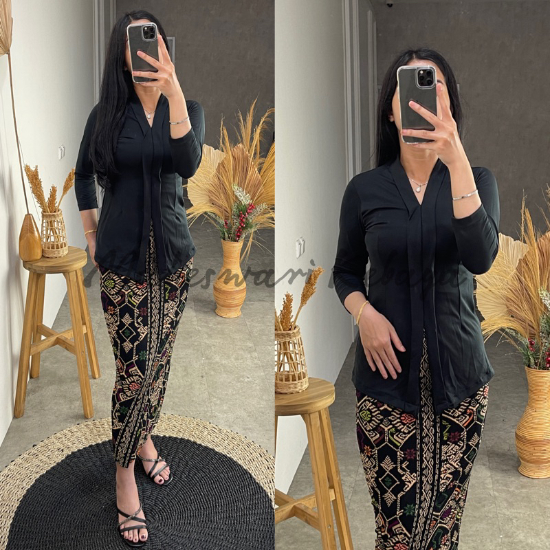 Jual Kebaya Bali KARTINI KAOS Hitam / Kebaya Bali Set | Shopee Indonesia