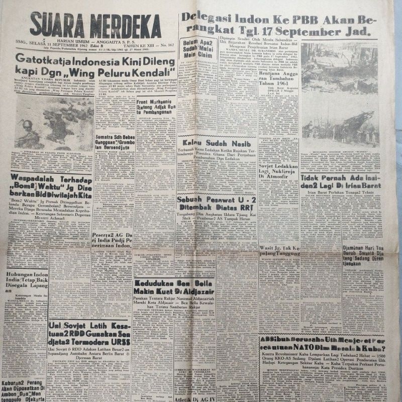 Jual Koran Sejarah Indonesia Surat Kabar Suara Merdeka 1962 Bisa Pilih