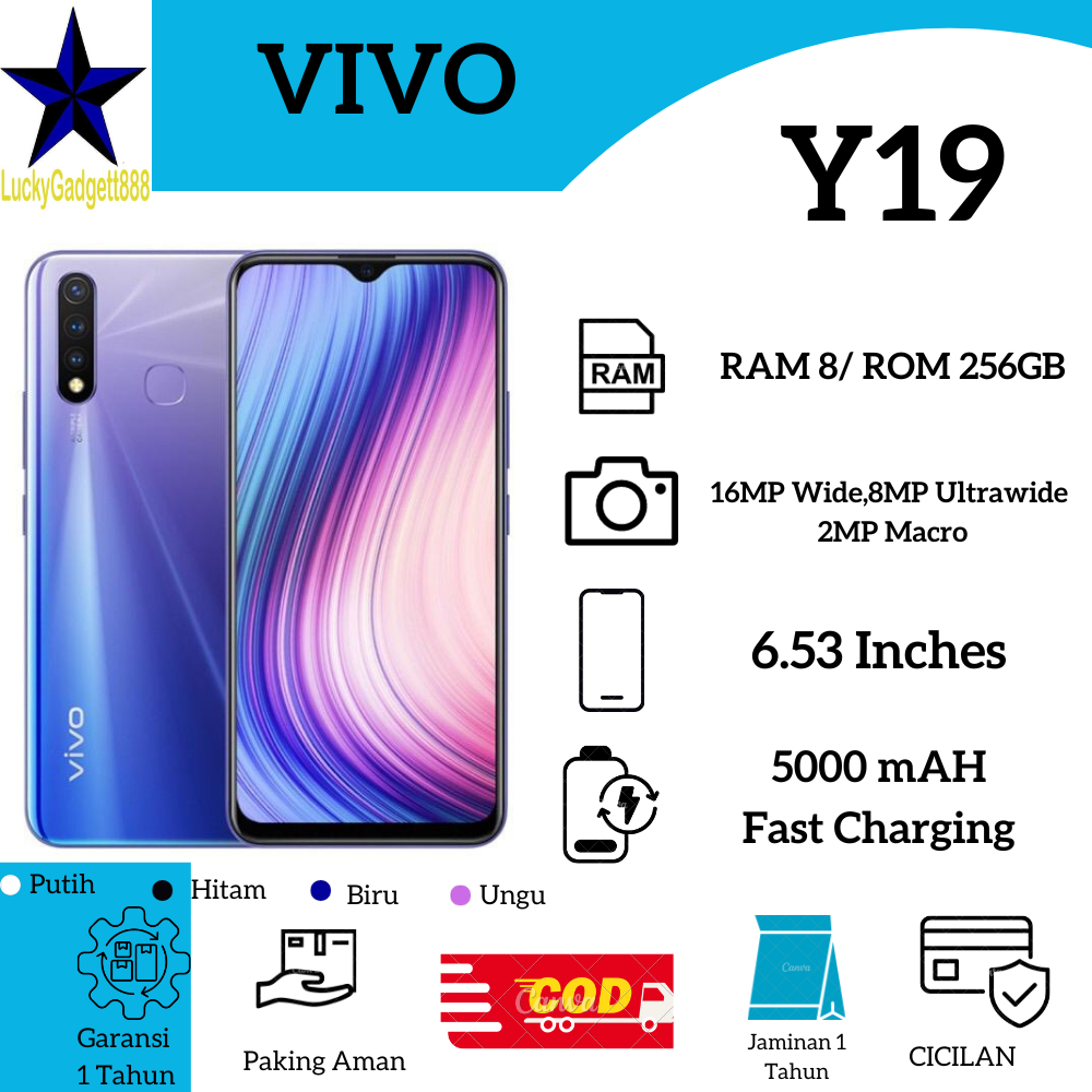 Jual HP VIVO Y19 RAM 8/256GB 4GSmanrtphon Android | Shopee Indonesia