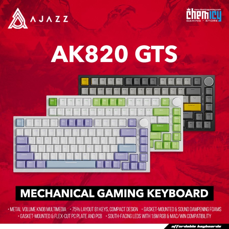 Jual Ajazz Ak820 GTS 75 Gasket Mount Mechanical Gaming Keyboard Shopee Indonesia