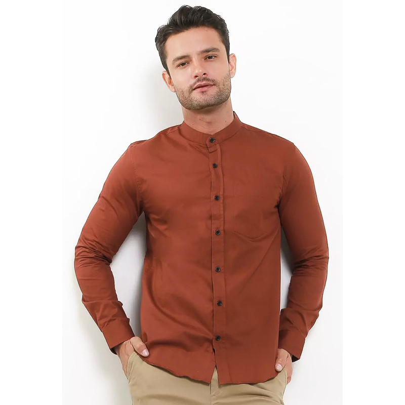 Jual Cotton Well Badr Shirt Teracotta Kemeja Koko Pria Polos Panjang ...