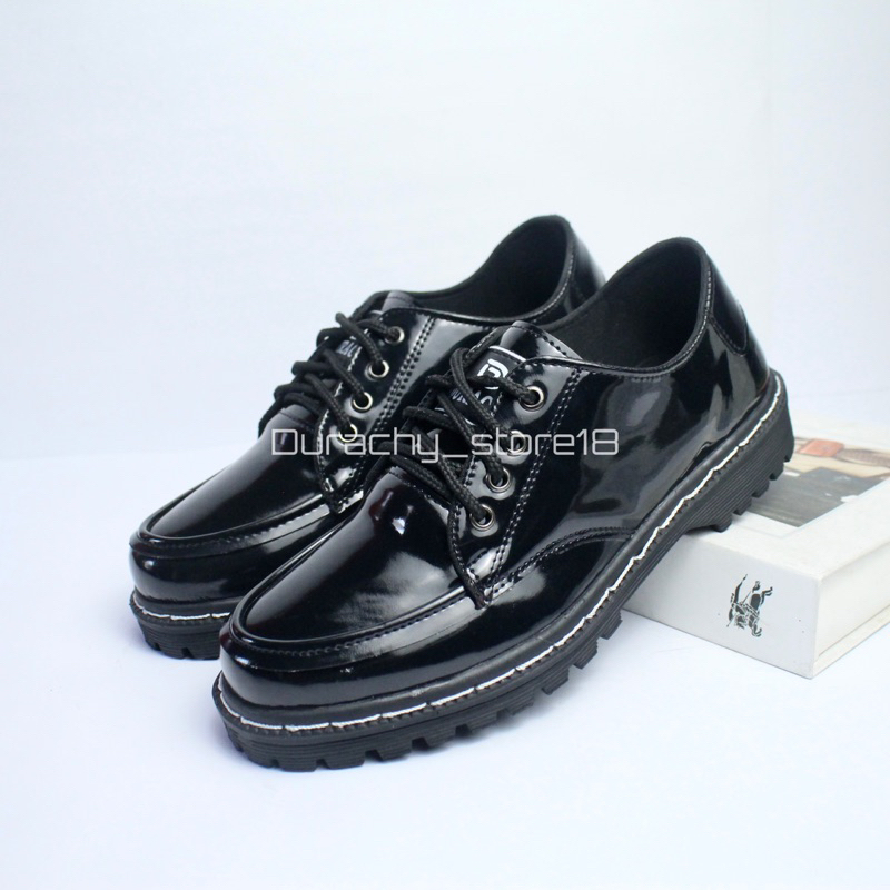 Jual DURACHY Sepatu Formal Pria Tali Hitam Glossy | Shopee Indonesia