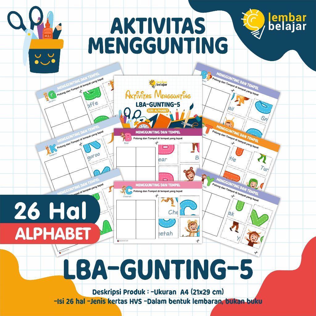 Jual Lembar Aktivitas Menggunting - Worksheet Anak - Lembar Belajar ...