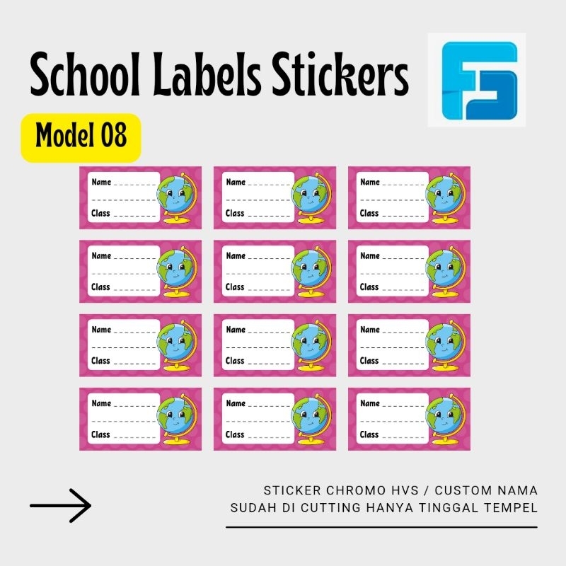 Jual Sticker label buku pelajaran sekolah aesthetic/sticker custom