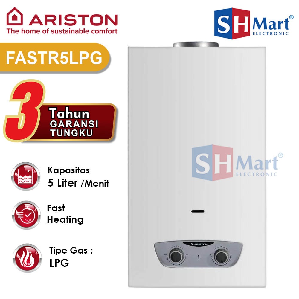 Jual WATER HEATER ARISTON GAS KAPASITAS 5 LITER FAST R GARANSI RESMI