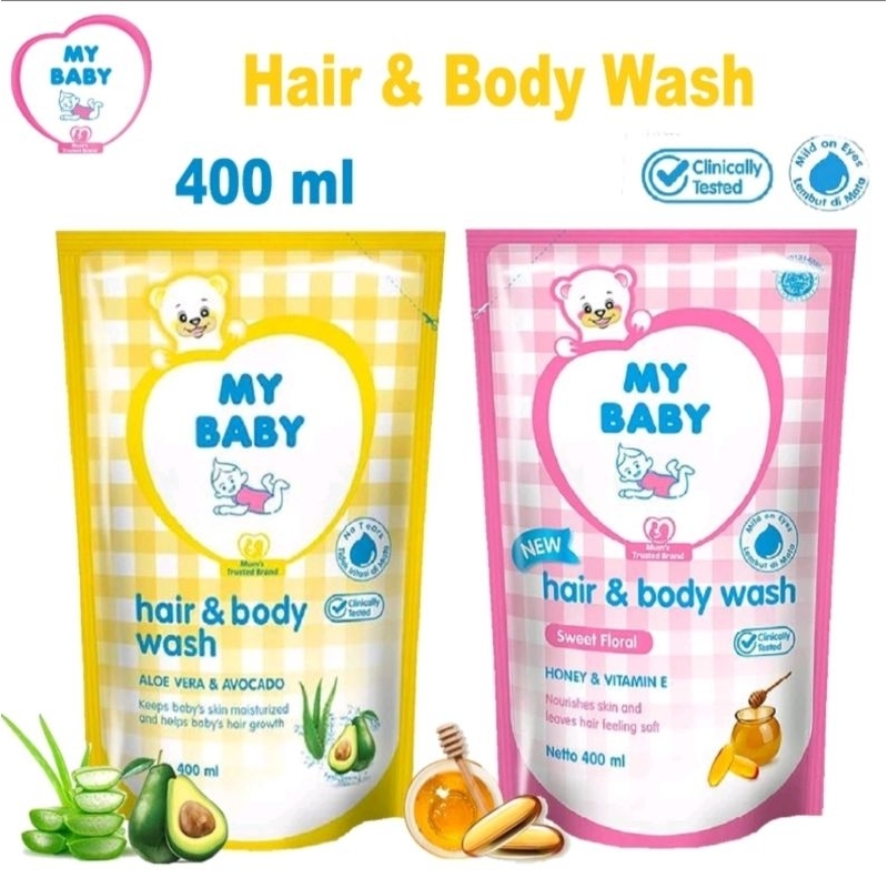 Jual MY BABY Hair & Body Wash Refill 400 Ml 2in1 | Shopee Indonesia