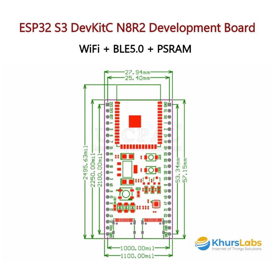 Jual ESP32 S3 DevKitC N8R8 Development Board WiFi Bluetooth PSRAM ESP ...