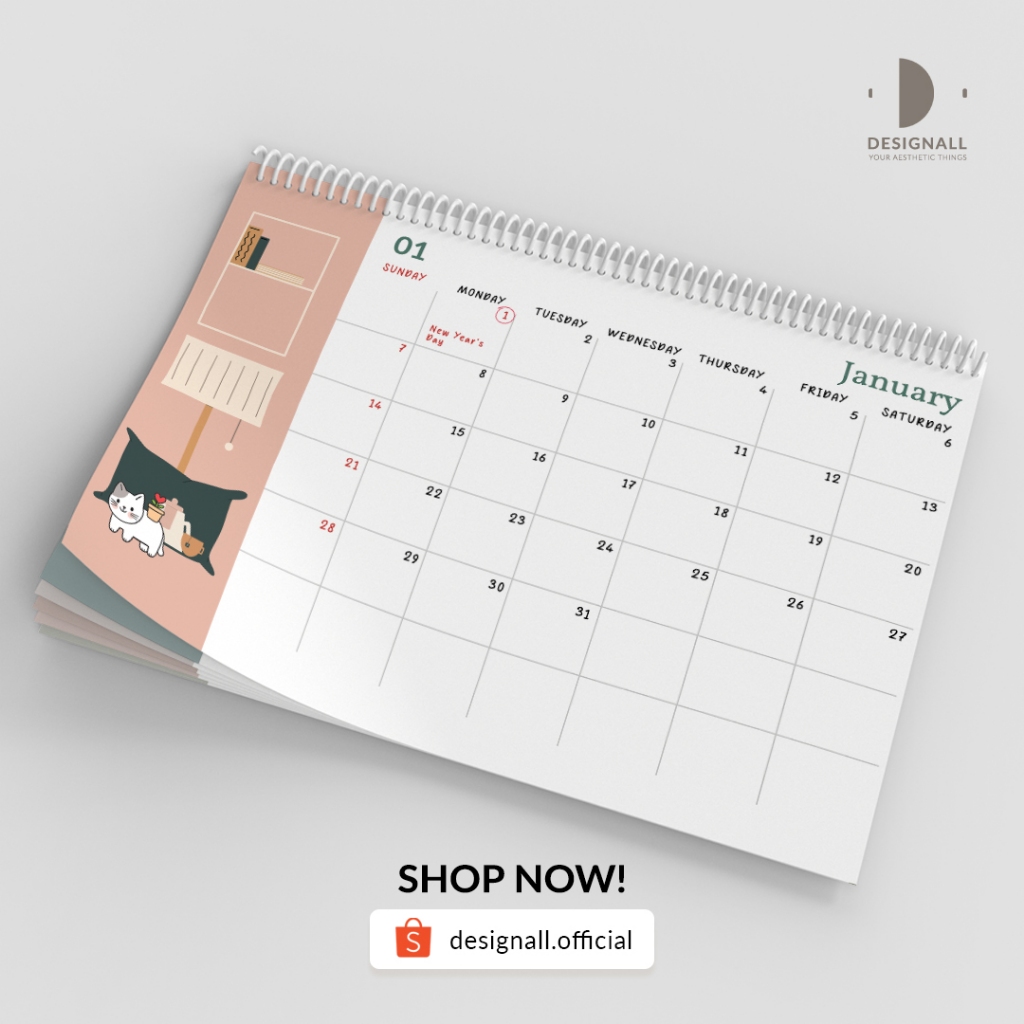 Jual Designall Kalender Meja / Kalender Duduk Custom Tulisan Aesthetic ...