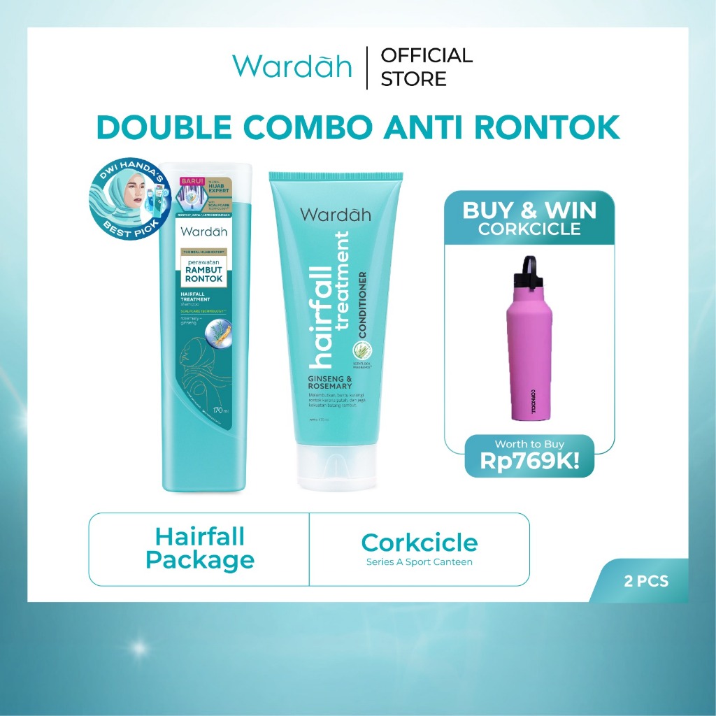 Jual Wardah Nature Daily Paket Anti Hairfall Treatment Shampoo 170 ml