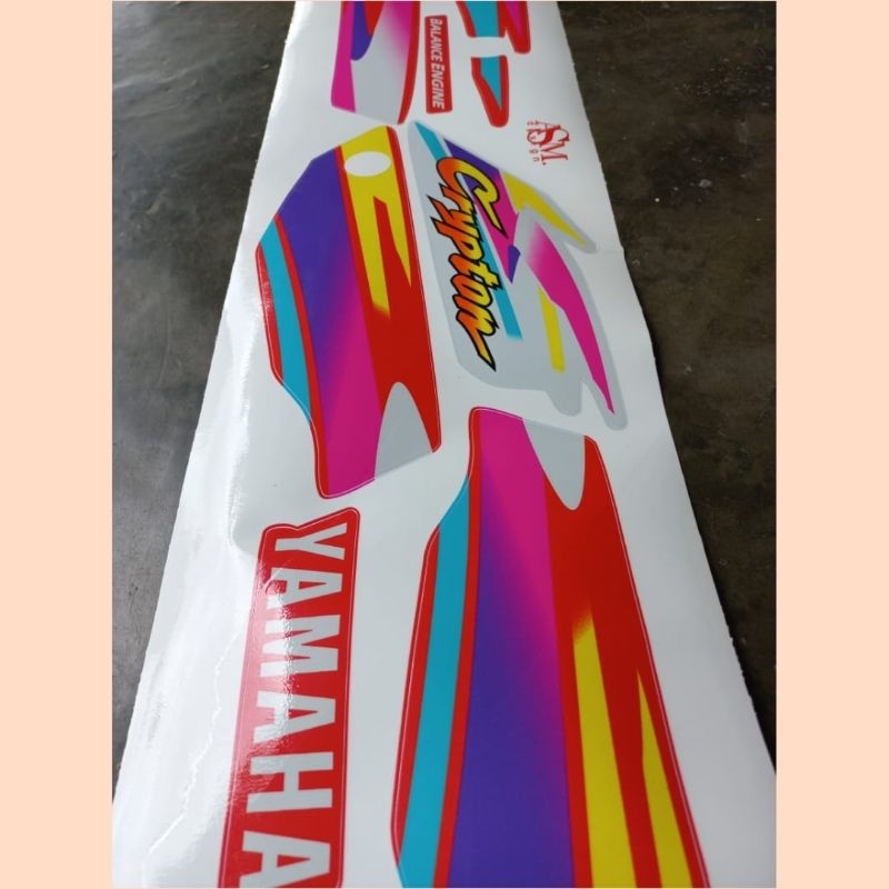 Jual Sticker Striping Yamaha Crypton Merah Print Cutting Tahan Pernis ...