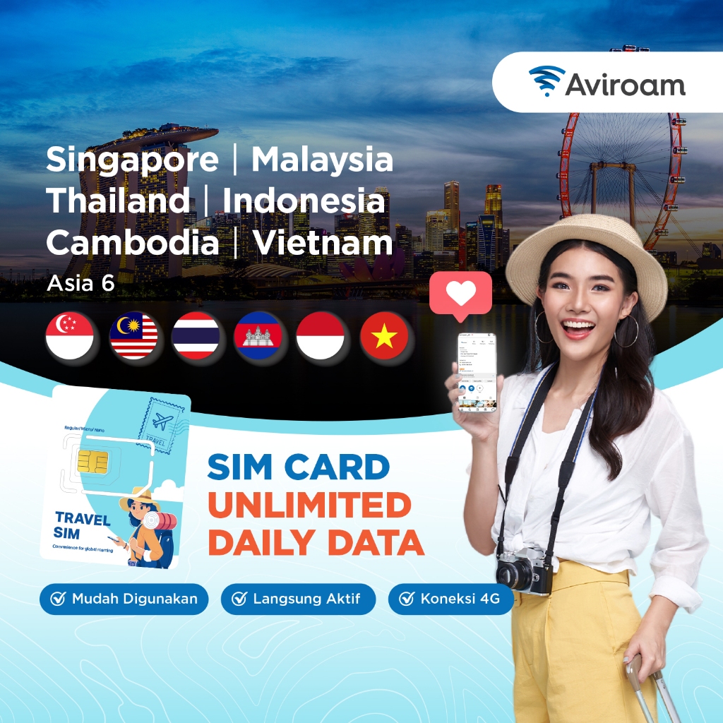 Jual Aviroam SIM Card Travel ( Singapore Malaysia Indonesia Thailand