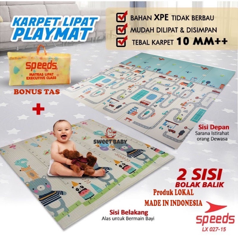 Jual SNI KARPET LIPAT KARPET BAYI MEREK SPEEDS ANAK XPE ANTI KOTOR/ PLAYMATE / MATRAS PLAYMATE