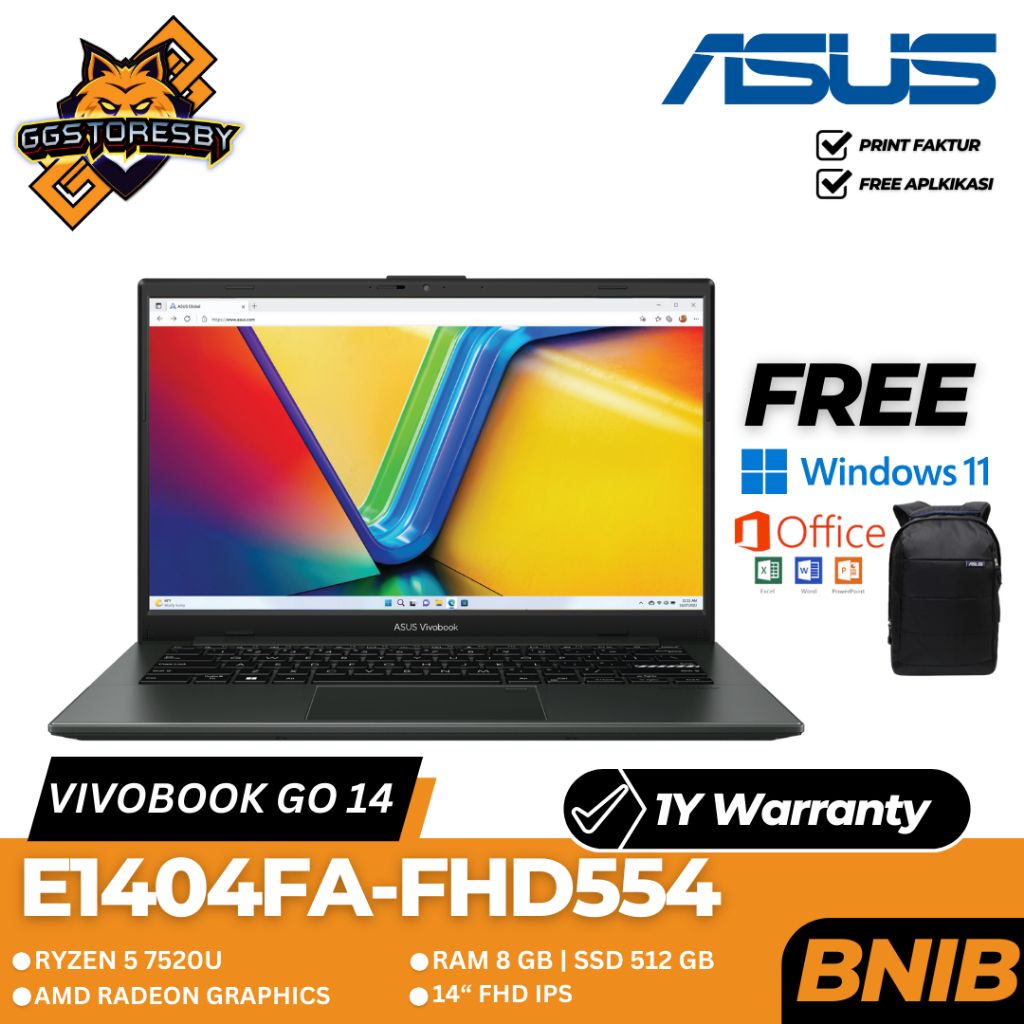 Jual Laptop Asus Vivobook Go 14 E1404fa Fhd554 R5 7520u 8512 Amd W11ohs Shopee Indonesia 5150