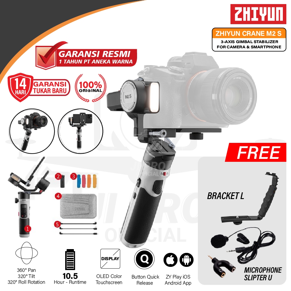 Jual Zhiyun Crane M2S 3-Axis Gimbal Stabilizer HP Camera