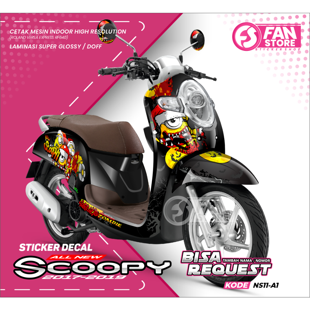 Jual Sticker Decal Honda Scoopy New Full Body MINIONS ZOMBIE - NS ...