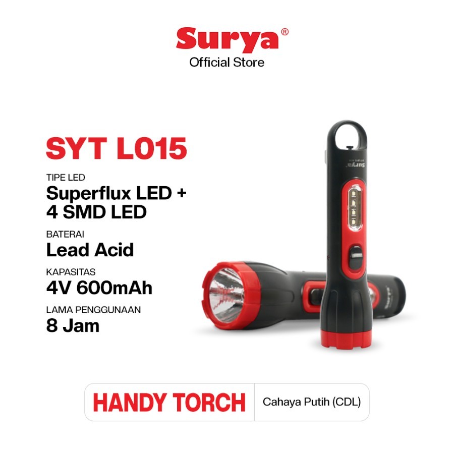Jual Lampu Emergency LED SURYA Lampu Senter Charge LED SYT L015 SYT L ...