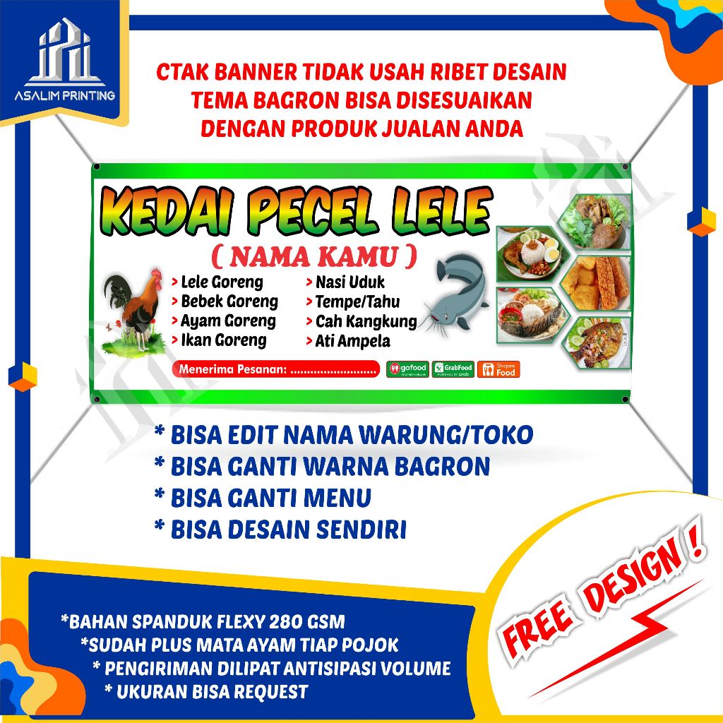 Jual Spanduk Pecel Lele Banner Jualan Backdrof Custom Baliho X Benner ...