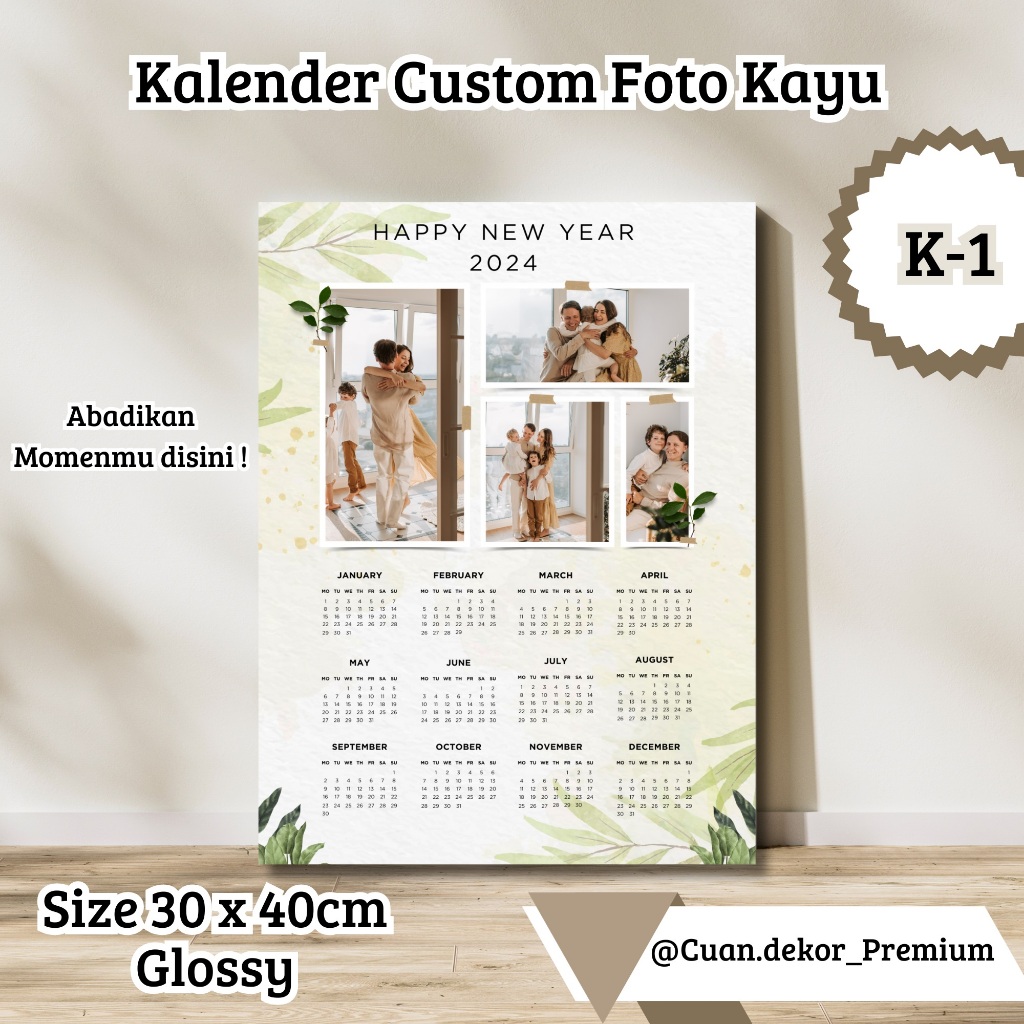 Jual CETAK FOTO KAYU KALENDER CUSTOM FOTO KAYU UKURAN 30 X 40 CM