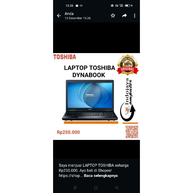 Jual laptop Toshiba second | Shopee Indonesia