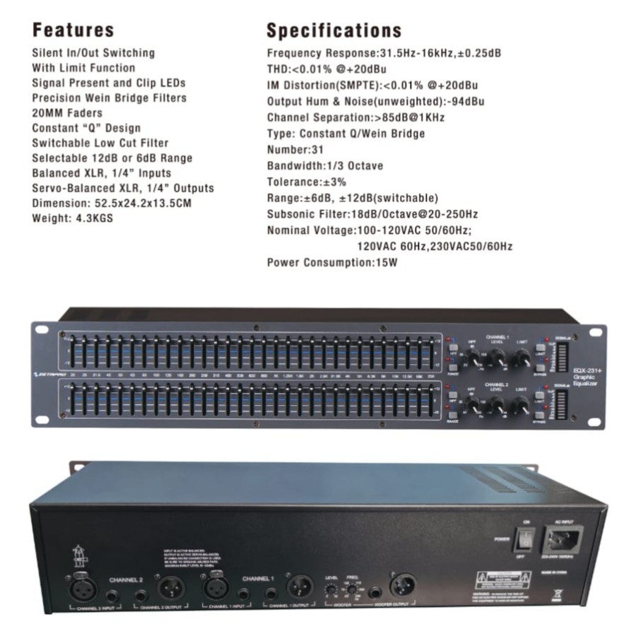 Jual Equalizer ZETAPRO EQX 231+ EQX231+ EQX231 + Subwoofer Original